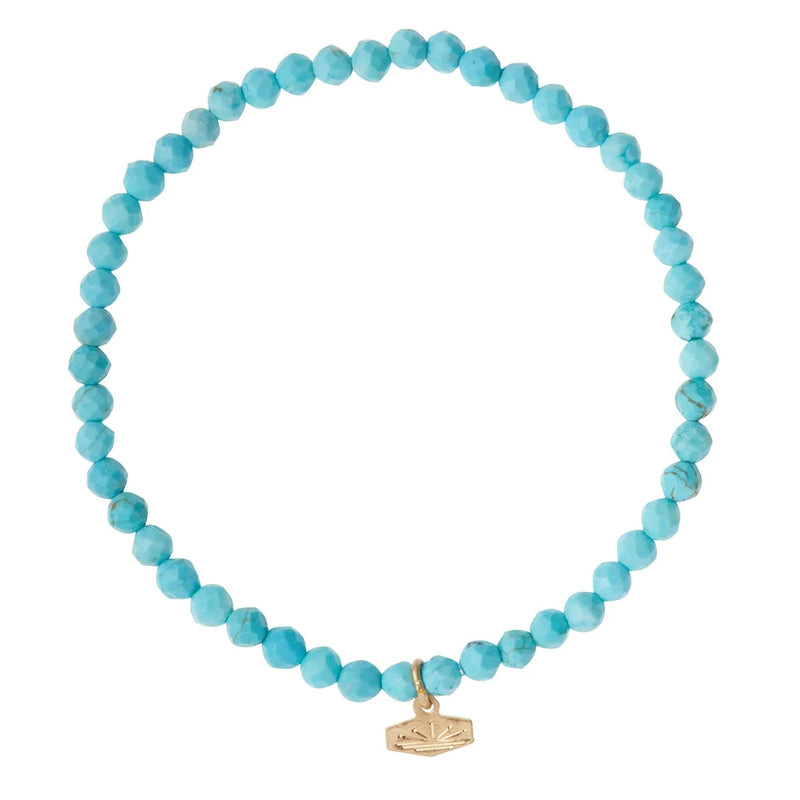 Mini Faceted Stone Stacking Bracelet - Turquoise/ Gold