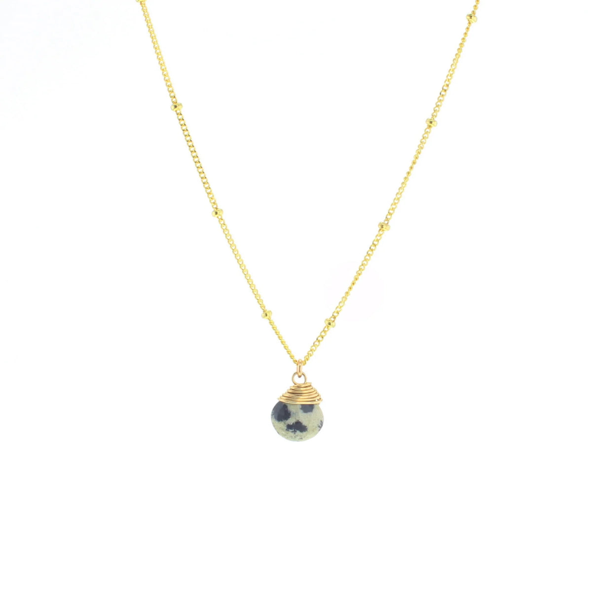 Lotus Vermeil Dalmation Jasper Trinket Necklace