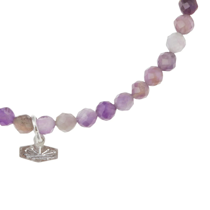 Mini Faceted Stone Stacking Bracelet - Amethyst/Silver