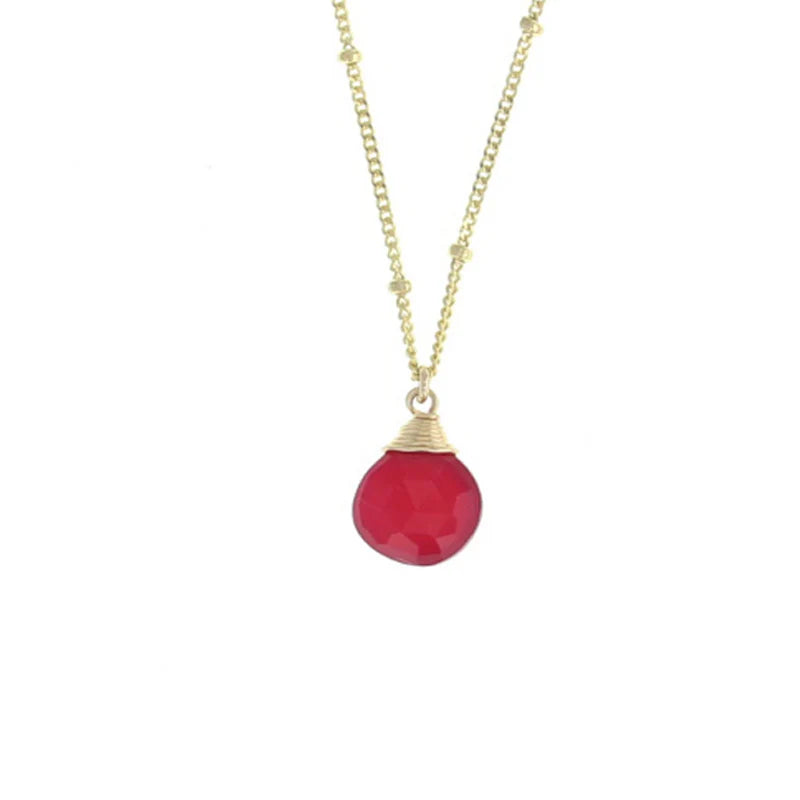 Lotus Vermeil Ruby Chalcedony Trinket Necklace