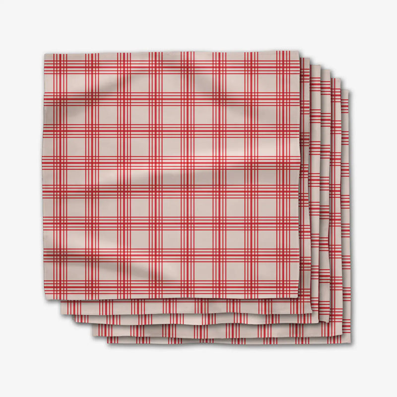 Cranberry Stripes Dinner Napkin Set