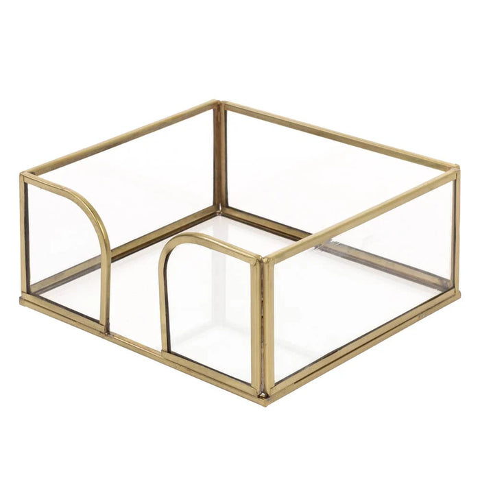 Gold Edge Glass Guest Napkin Caddy