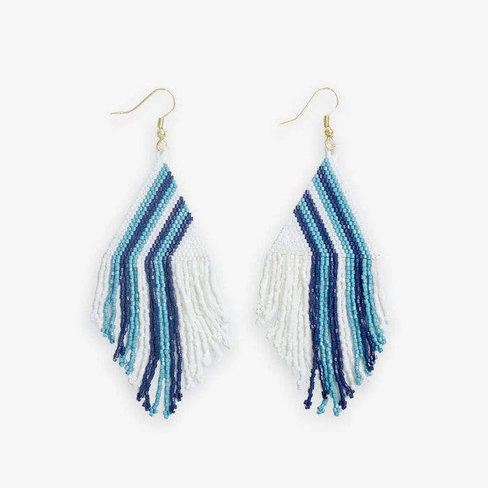 Haley Falling Lines Beaded Fringe Earrings