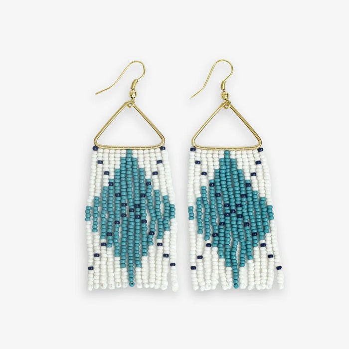 Whitney Argyle Pattern Beaded Fringe Earrings