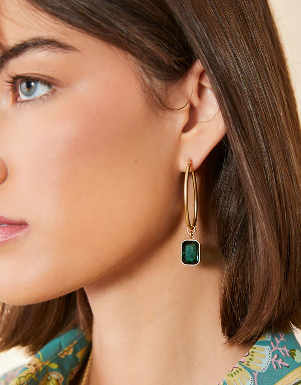 Spartina Chateau Hoop Earrings Dark Green