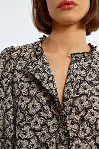 Jessica Black Print Blouse with Sparkles