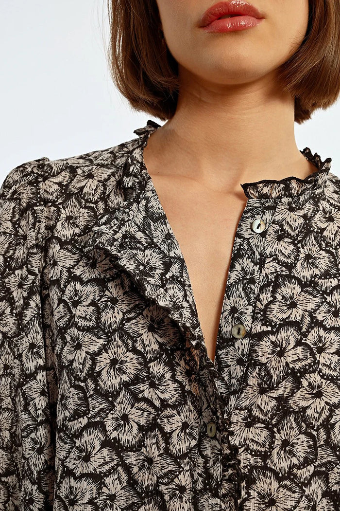 Jessica Black Print Blouse with Sparkles