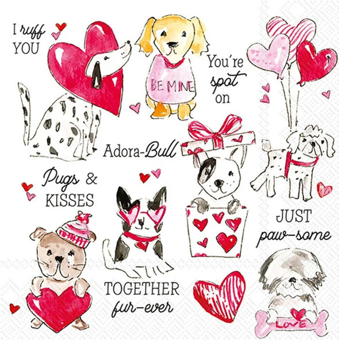 Pugs & Kisses Cocktail Napkins