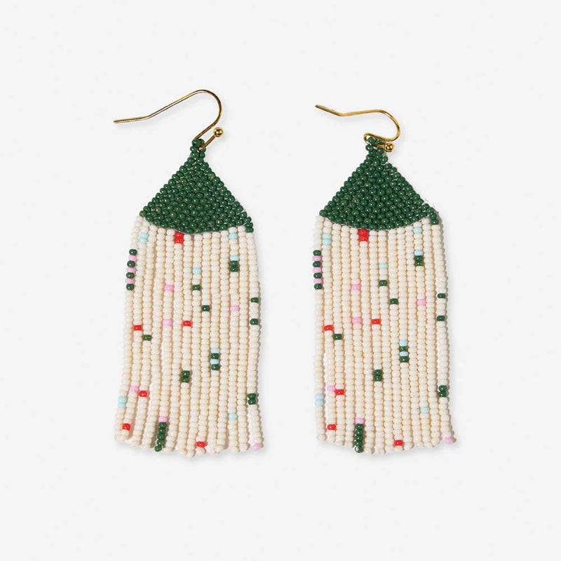 Agnes Confetti Fair Isle Beaded Fringe Earrings