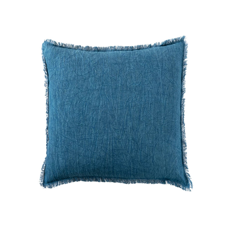 20” Square Stonewashed Linen Pillow - Navy