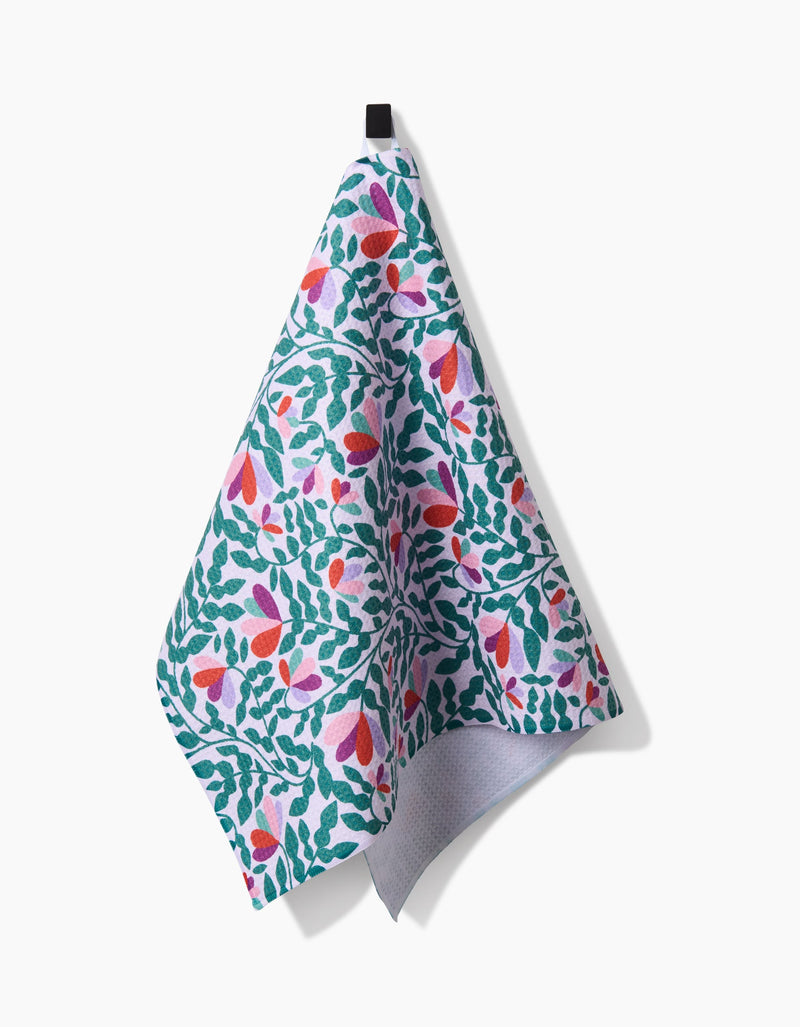 Geometry Spring Wavy Leaves Tea Towel