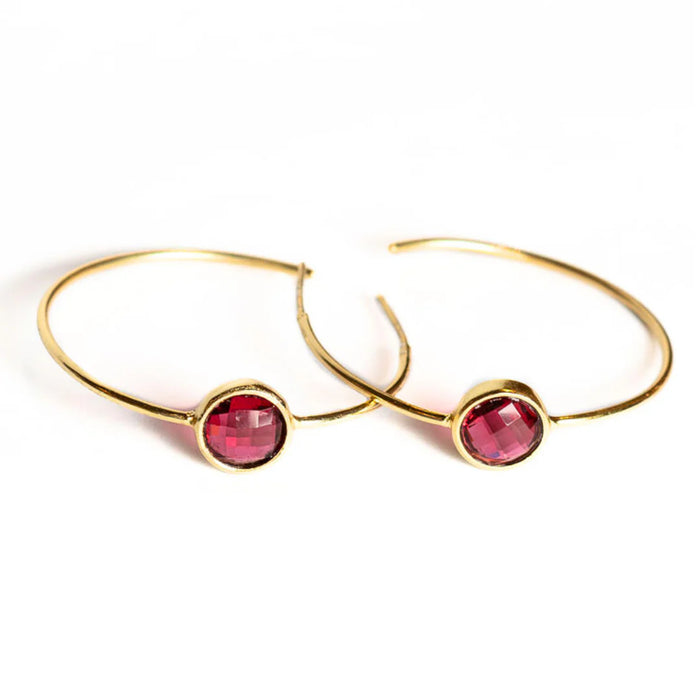Winton & Waits Single Stone Hoop- Magenta