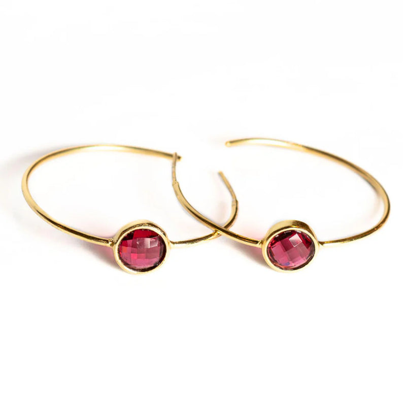 Winton & Waits Single Stone Hoop- Magenta