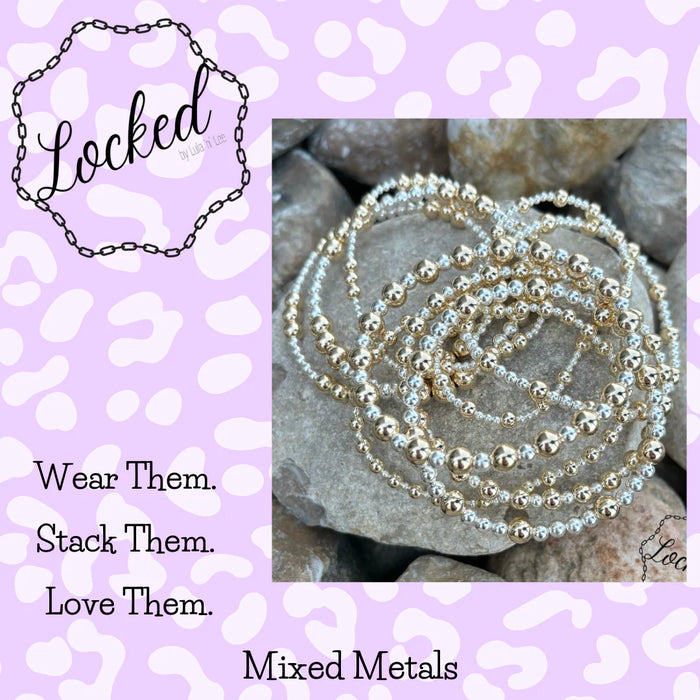 Classic Mixed Metal Pattern Bracelet-4mm Sterling Silver and 6mm Gold Filled