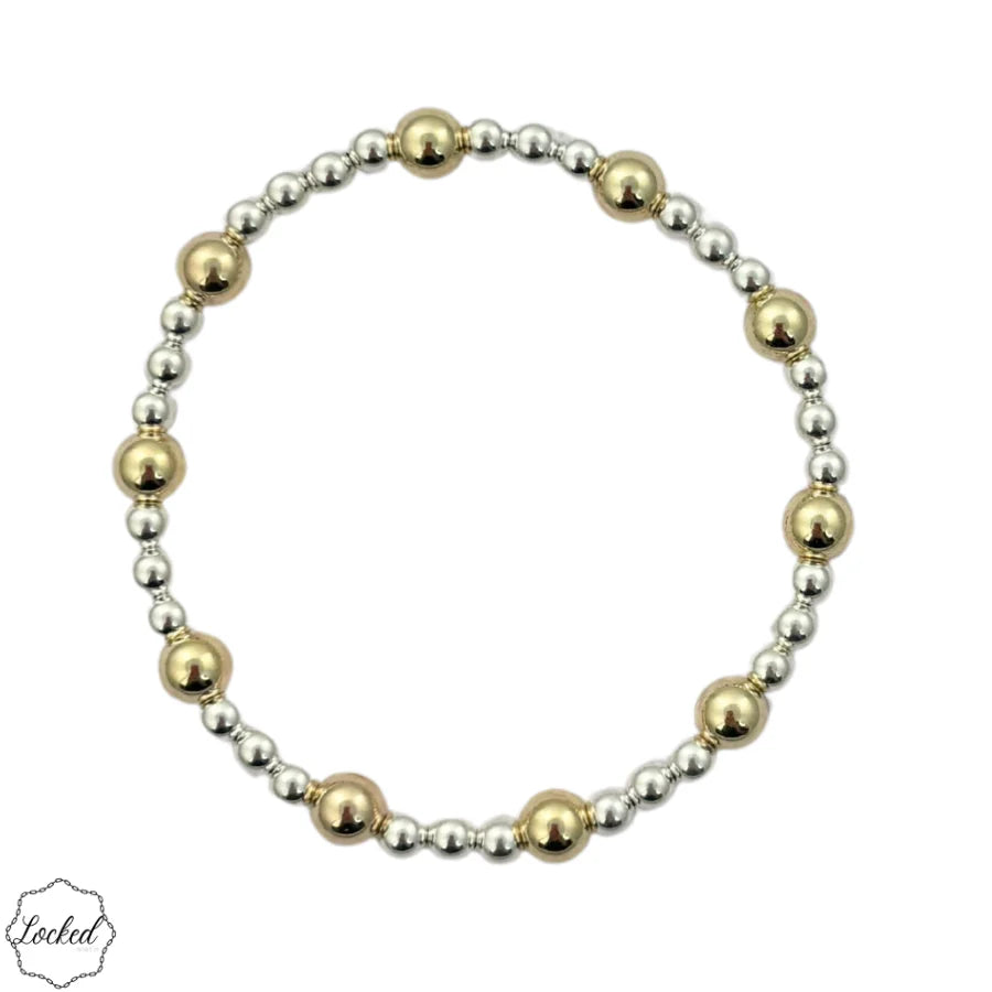 Classic Mixed Metal Pattern Bracelet-4mm Sterling Silver and 6mm Gold Filled