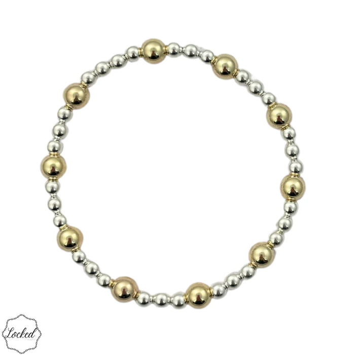 Classic Mixed Metal Pattern Bracelet-4mm Sterling Silver and 6mm Gold Filled
