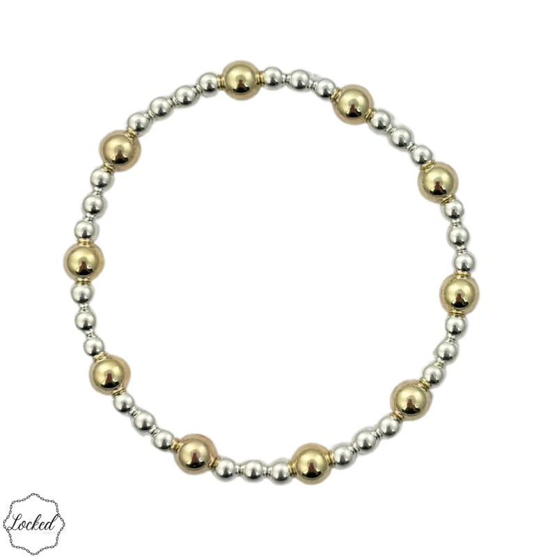Classic Mixed Metal Pattern Bracelet-4mm Sterling Silver and 6mm Gold Filled