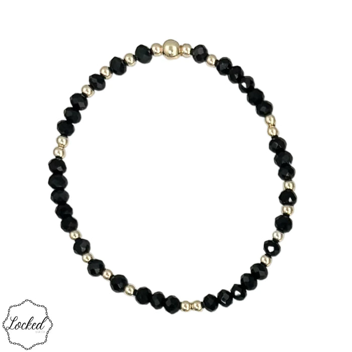 Classic 3mm Gold Filled Gypsy Bracelet with Coal Crystals