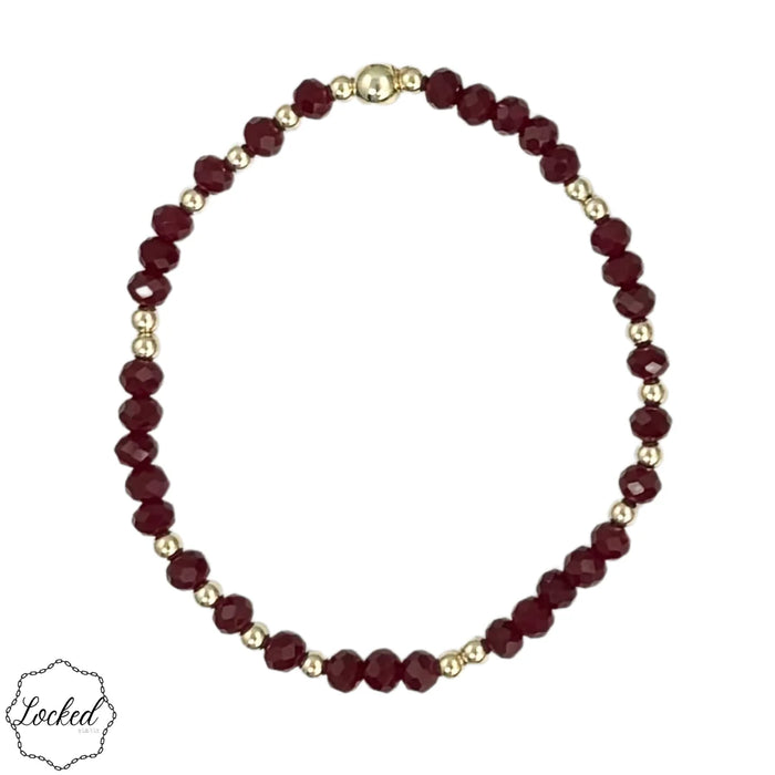 Classic 3mm Gold Filled Gypsy Bracelet with Cinnabar Crystals