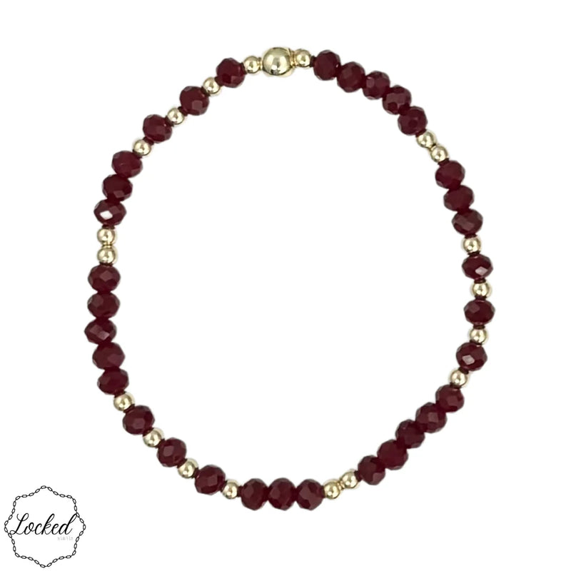 Classic 3mm Gold Filled Gypsy Bracelet with Cinnabar Crystals