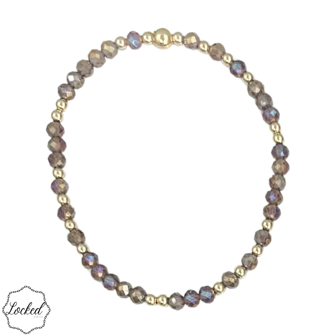 Classic 3mm Gold Filled Gypsy Bracelet with Latte Crystals