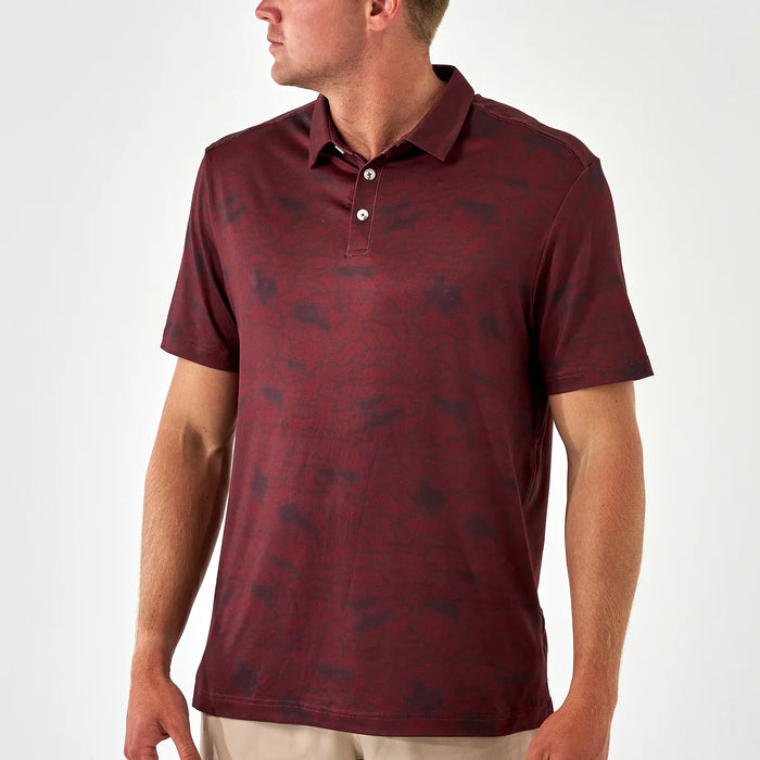 Burlebo Performance Polo- Maroon Texas Camo