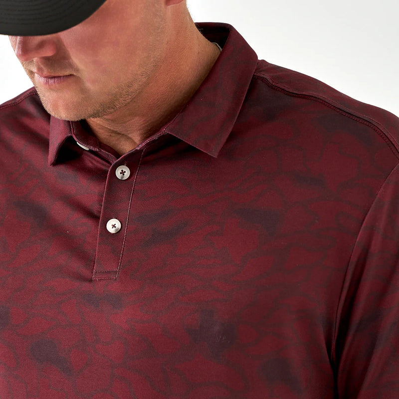 Burlebo Performance Polo- Maroon Texas Camo