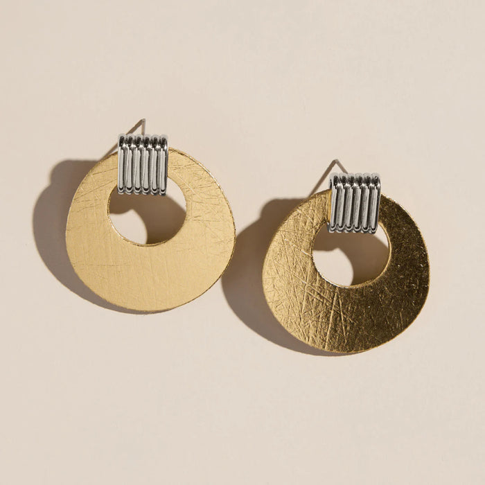 Nickel & Suede Vintage Gold Mixed Metal Evan