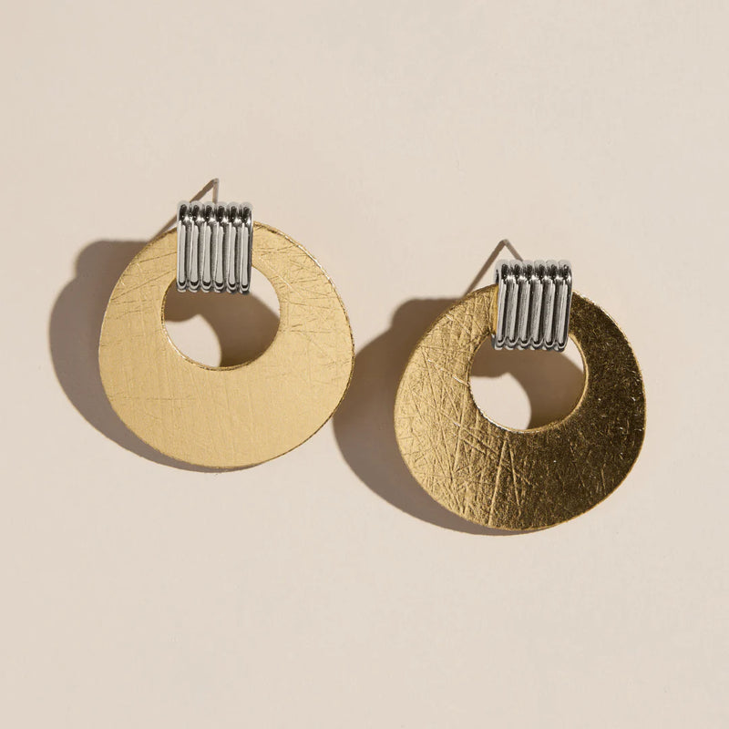 Nickel & Suede Vintage Gold Mixed Metal Evan