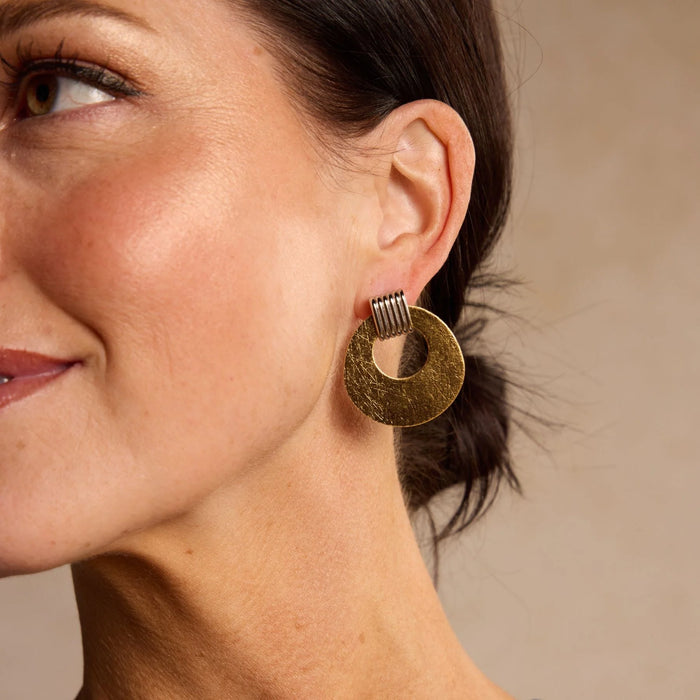 Nickel & Suede Vintage Gold Mixed Metal Evan