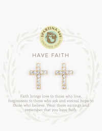 Sea La Vie Have Faith/ Cross Stud Earrings - Gold