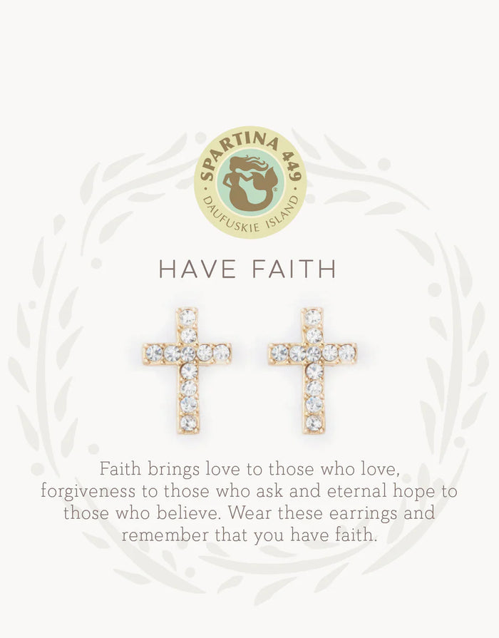 Sea La Vie Have Faith/ Cross Stud Earrings - Gold