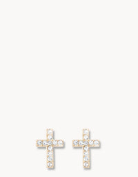 Sea La Vie Have Faith/ Cross Stud Earrings - Gold