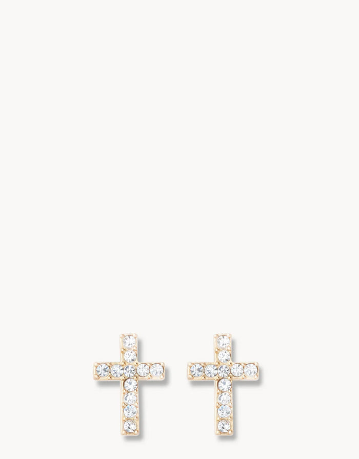 Sea La Vie Have Faith/ Cross Stud Earrings - Gold