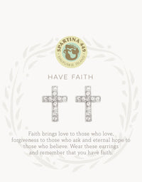 Sea La Vie Stud Earrings Have Faith/Cross - Silver