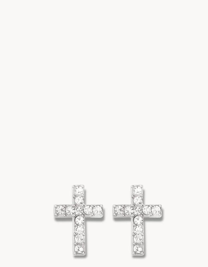 Sea La Vie Stud Earrings Have Faith/Cross - Silver