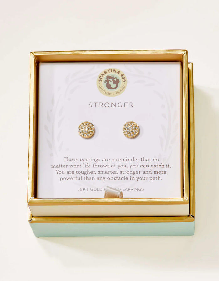 Sea La Vie Stud Earrings Stronger/Pavé Disk - Gold