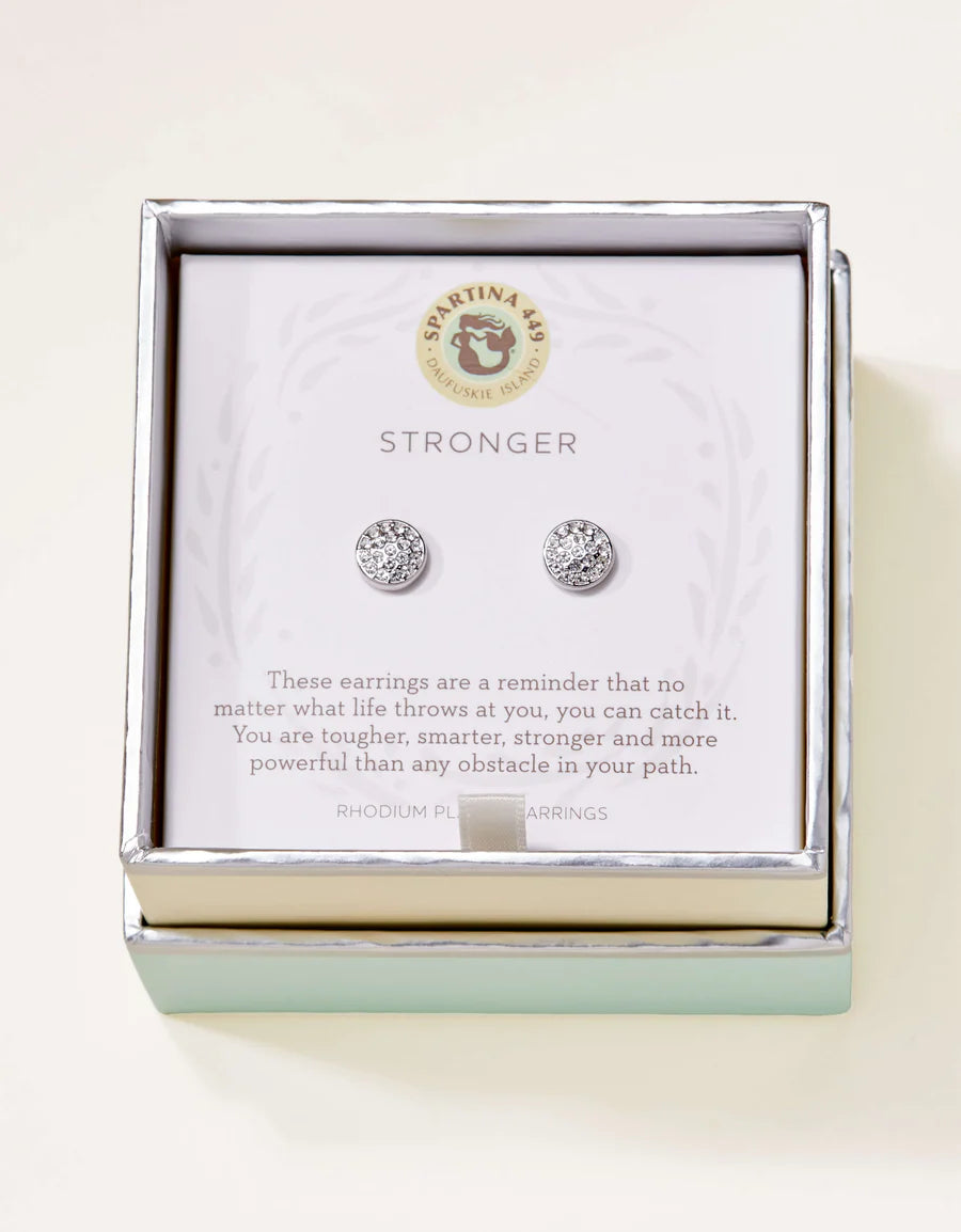 Sea La Vie Stud Earrings Stronger/Pavé Disk - Silver
