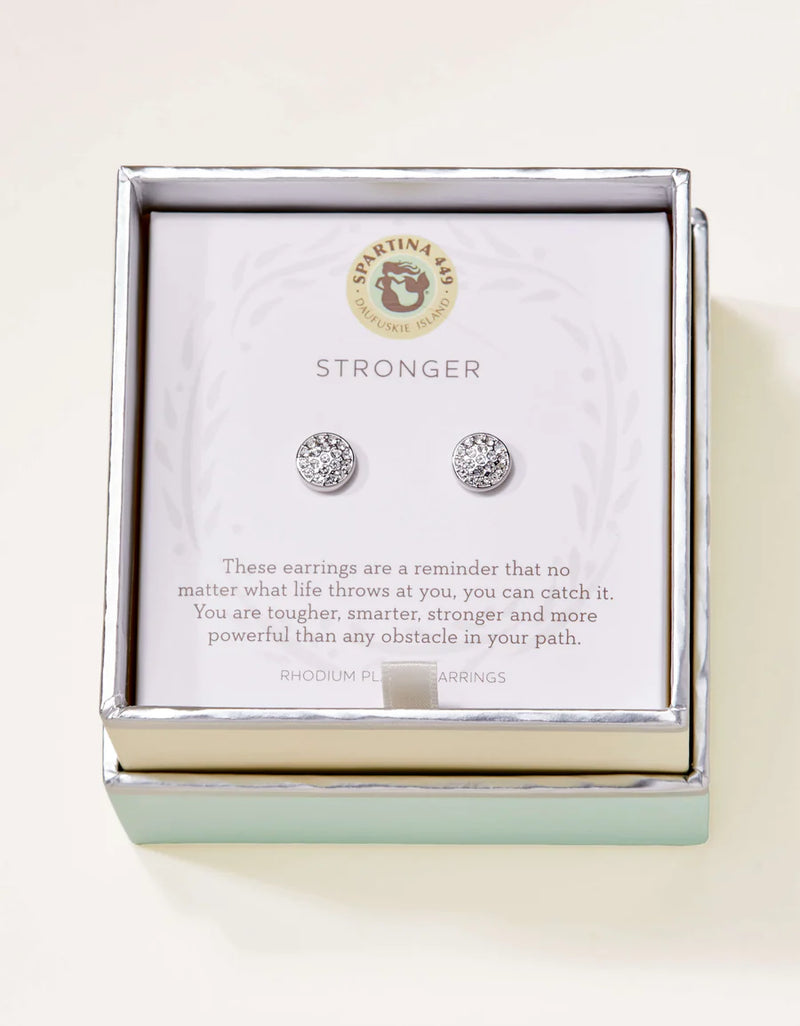 Sea La Vie Stud Earrings Stronger/Pavé Disk - Silver