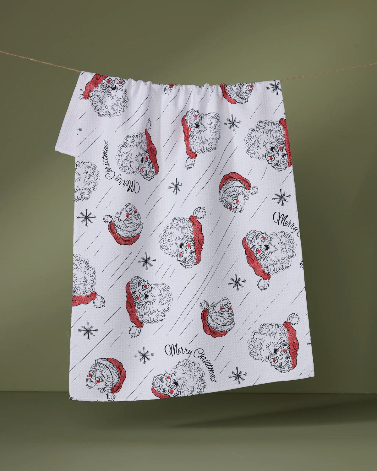 Geometry Claus Family Christmas Tree Tea Towel