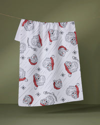 Geometry Claus Family Christmas Tree Tea Towel