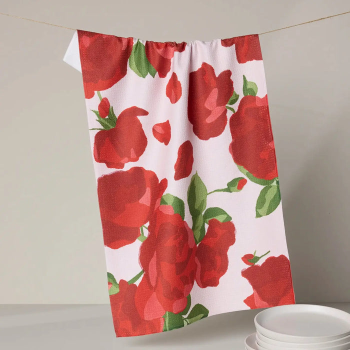 Geometry Whispering Roses Tea Towel