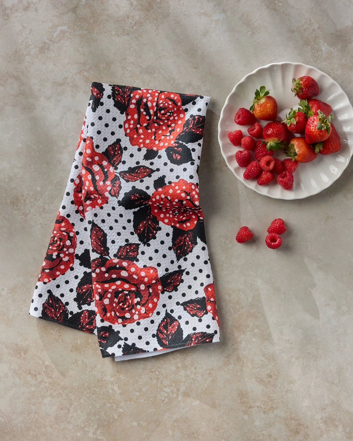 Geometry Polka Rose Tea Towel