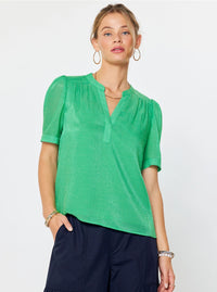 Sierra Gathered Detail Puff Short Sleeve Blouse