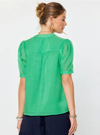 Sierra Gathered Detail Puff Short Sleeve Blouse