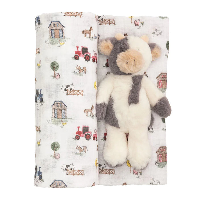 Farm Swaddle and Rattle