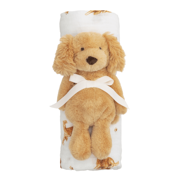 Retriever Swaddle and Rattle