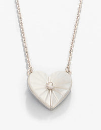 SLV Necklace 18” Mother-of-Pearl/Heart Silver