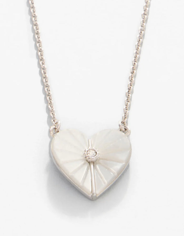 SLV Necklace 18” Mother-of-Pearl/Heart Silver