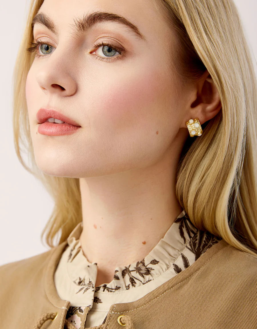 Karissa Hoop Earrings White Opal
